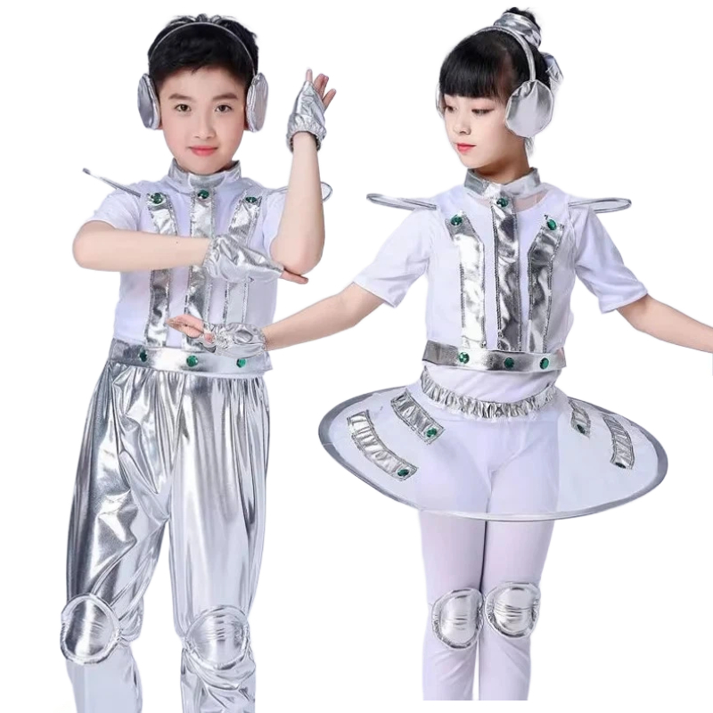 Robot Kit - ชุดคอสเพลย์เด็ก หุ่นยนต์อวกาศ สไตล์อนาคต สำหรับเด็กชายและเด็กหญิง ชุดแสดงบนเวที ฮาโลวีน