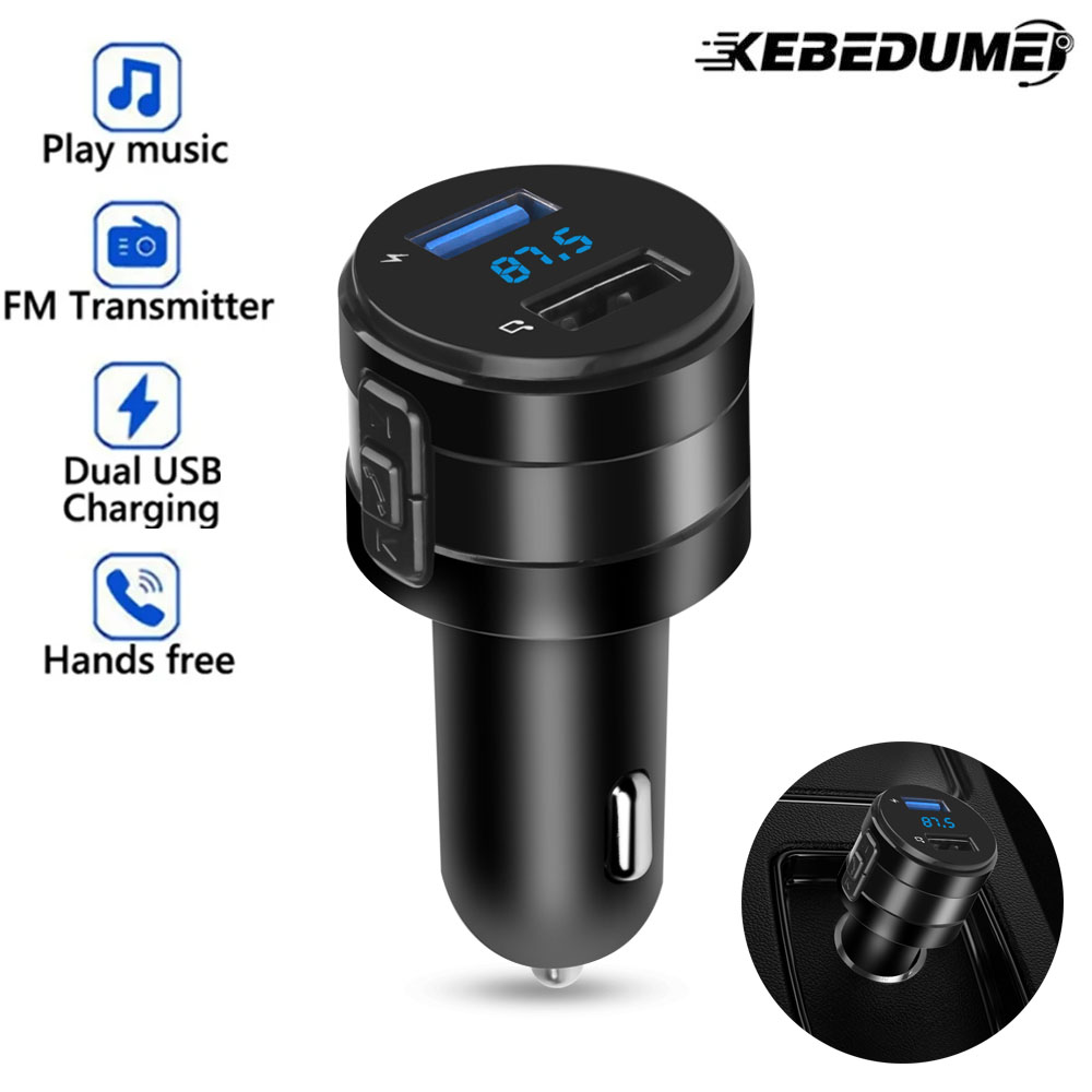 Robot Bluetooth Car - เครื่องเล่น MP3ในรถยนต์เครื่องส่งสัญญาณ FM บลูทูธ4.2พอร์ต USB คู่ที่ชาร์จแบตในรถชุดมอดูเลเตอร์แฮนด์ฟรีอะแดปเตอร์ไฟแช็คบุหรี่